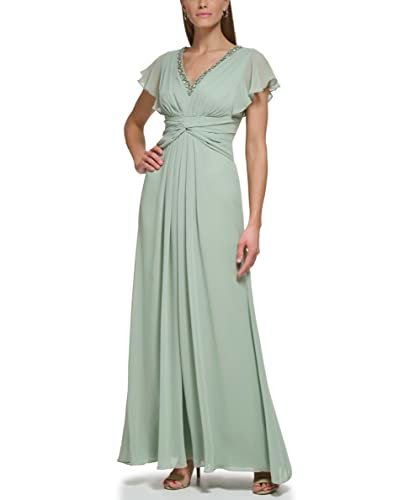 Eliza J Women's Pleated Chiffon Gown with Scarf