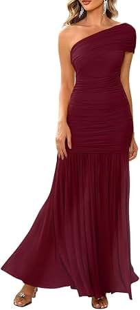 Eliza J Women's One-Shoulder Side Tucks Gown